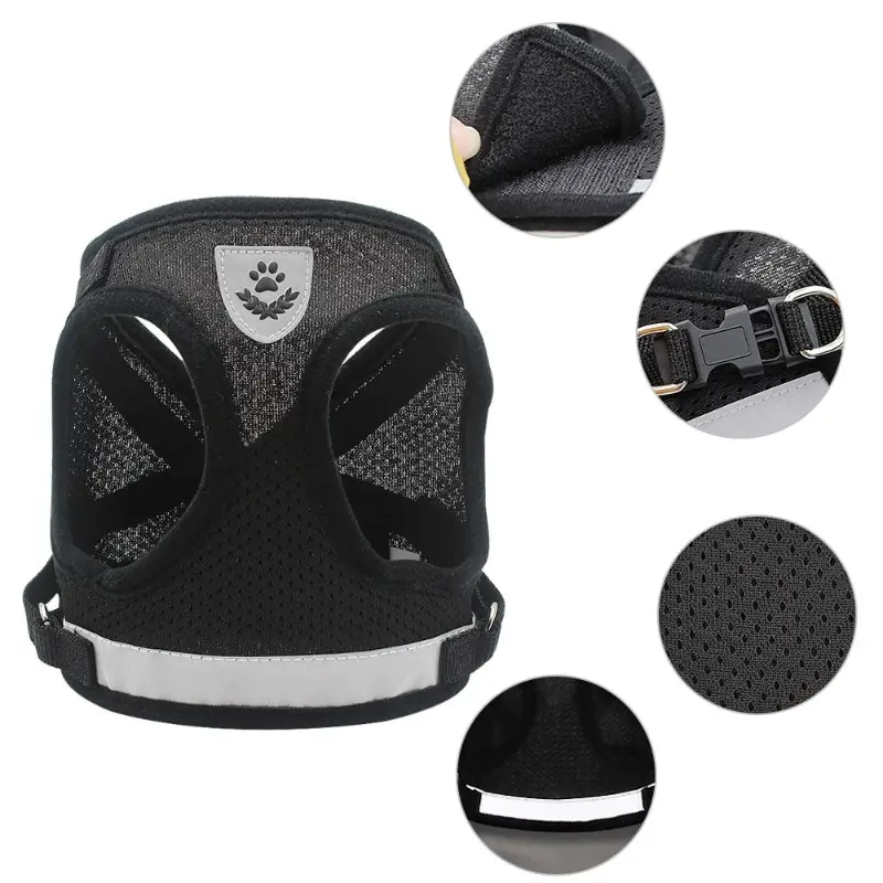 Pet Leash Undershirt Harnesses Mesh Breathable Adjustable Easy Control Reflective Undershirt Dog Harness Collar - Image 4