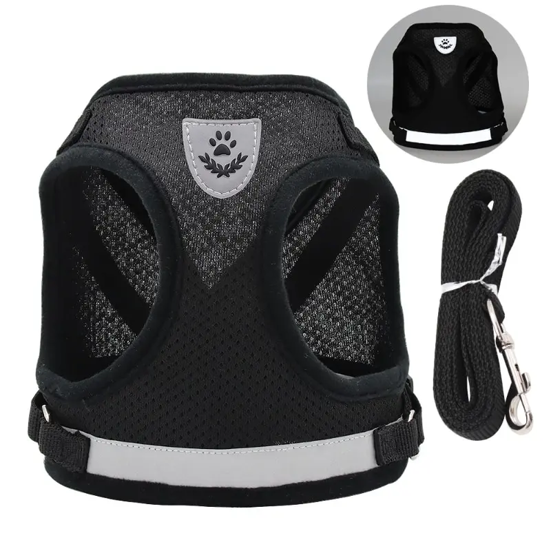 Pet Leash Undershirt Harnesses Mesh Breathable Adjustable Easy Control Reflective Undershirt Dog Harness Collar - Image 2