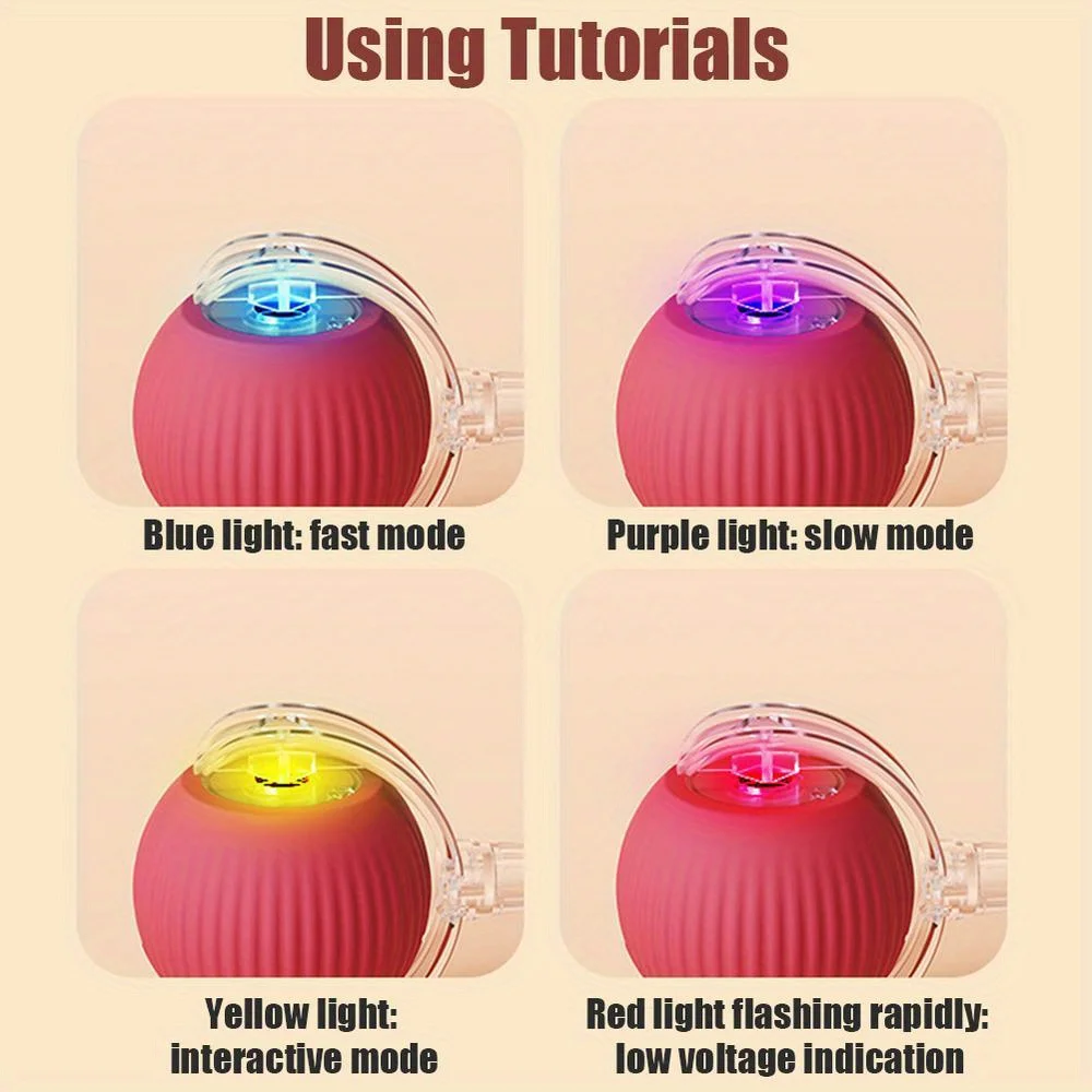 Automatic Interactive Cat Ball Toy Rechargeable Smart Electric Rolling Ball with Faux Tail Mouse Imitation for Dog Cat Training - Image 6