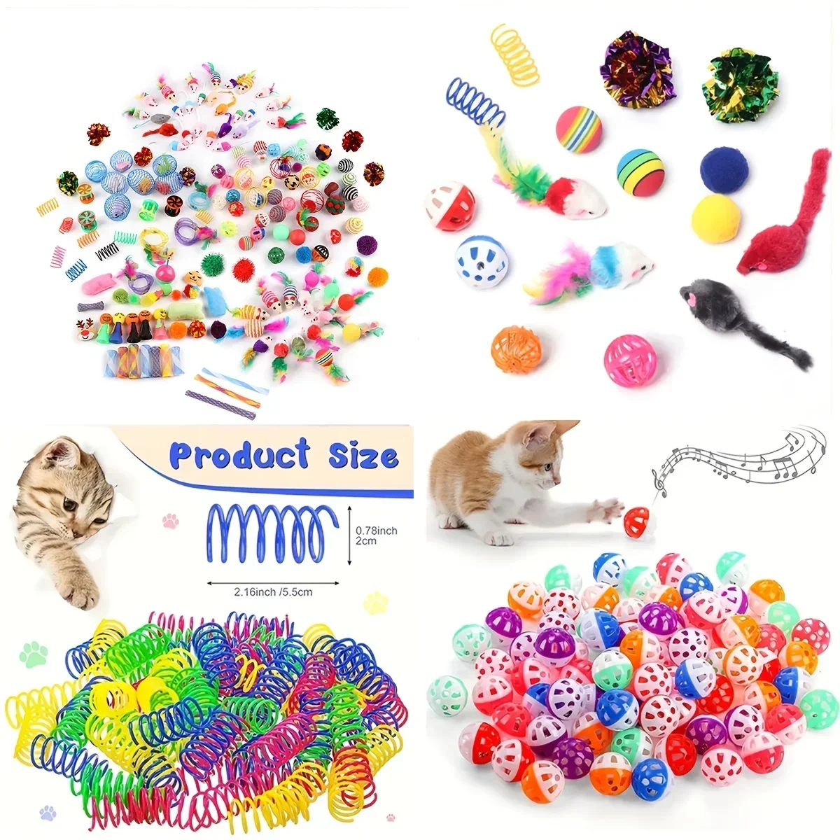 Cat Toys Mixed Pack. A Combination of Various Plastic Toys and Plush Toys Suitable for Multiple Cats To Play 56pcs/28pcs/14pcs - Image 6