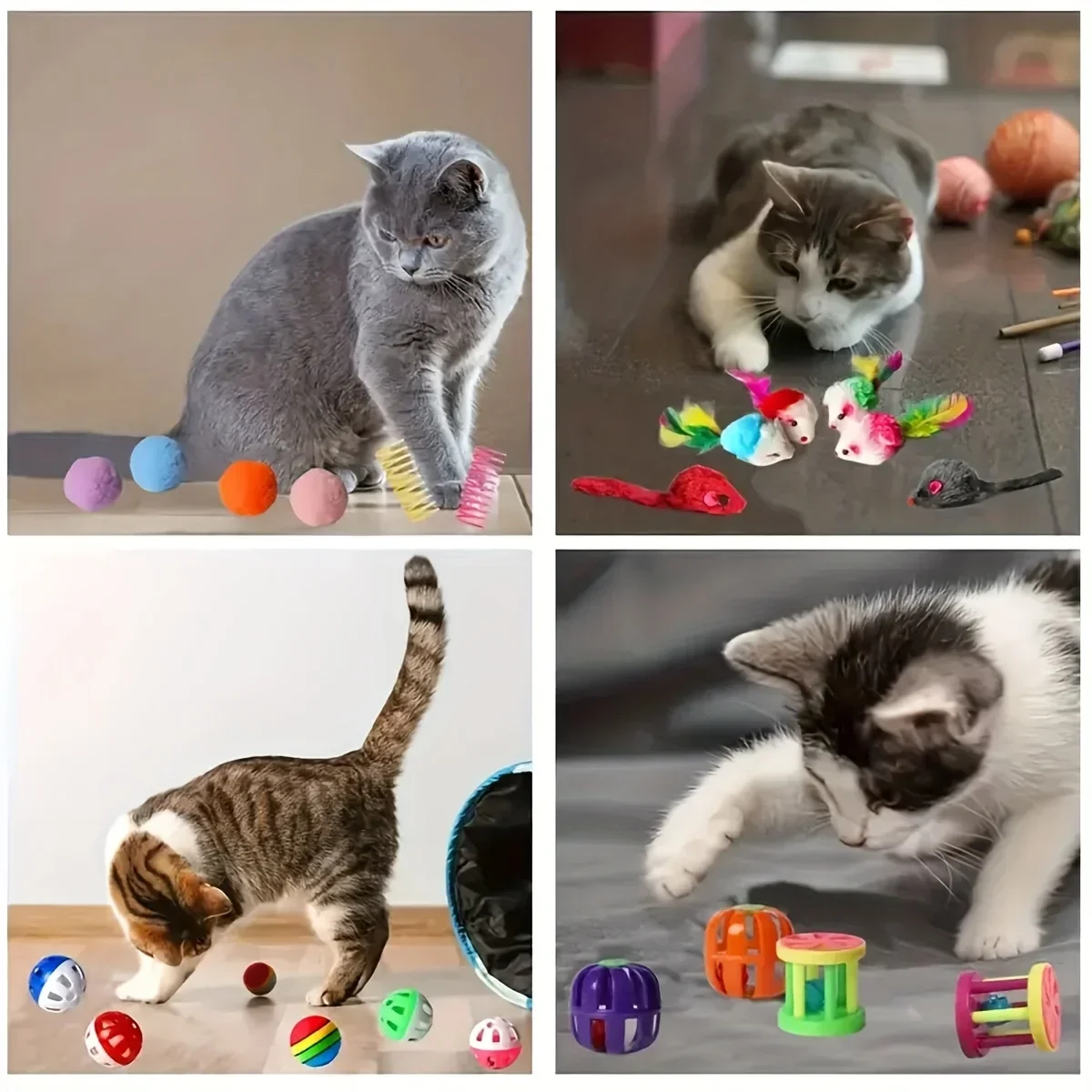 Cat Toys Mixed Pack. A Combination of Various Plastic Toys and Plush Toys Suitable for Multiple Cats To Play 56pcs/28pcs/14pcs - Image 5