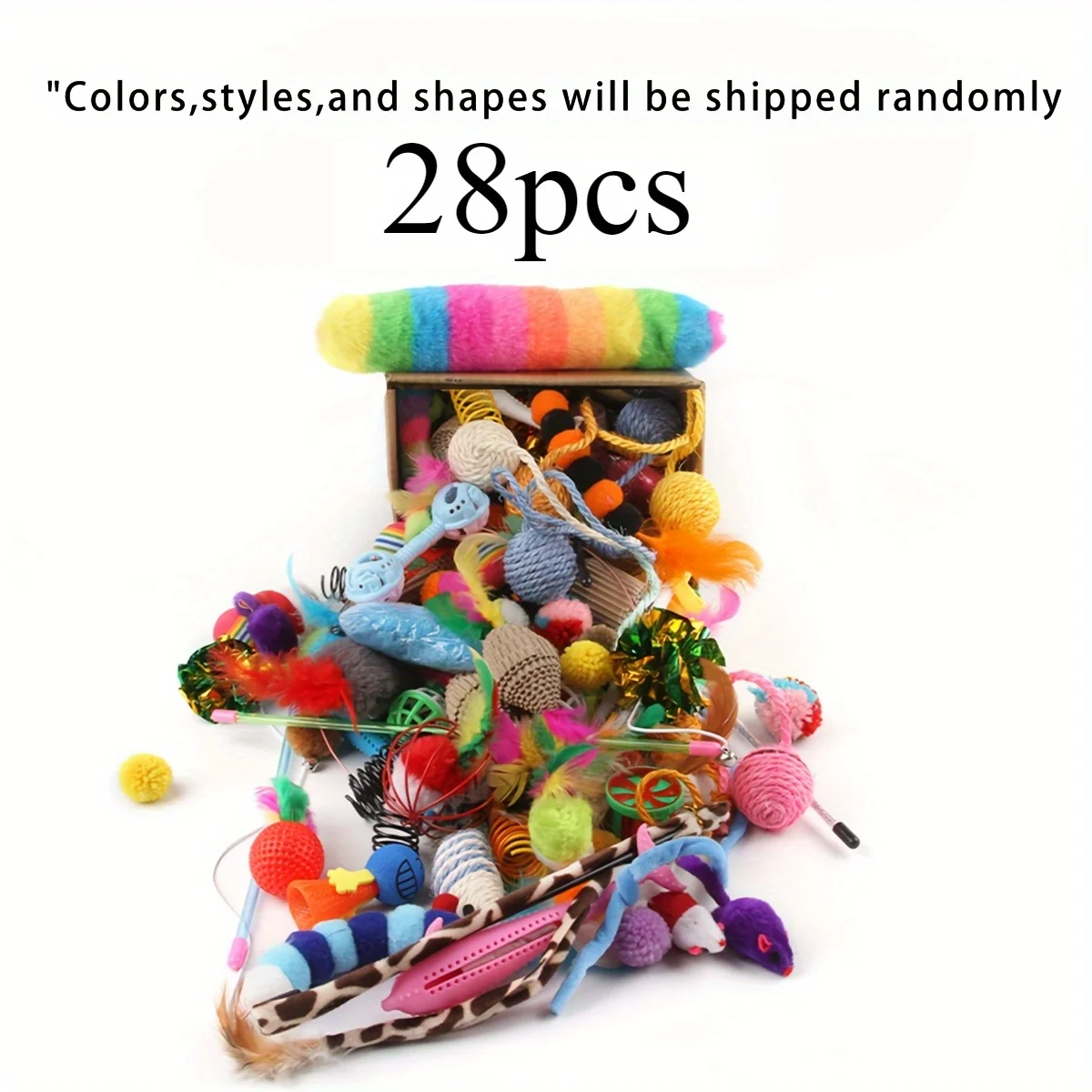 Cat Toys Mixed Pack. A Combination of Various Plastic Toys and Plush Toys Suitable for Multiple Cats To Play 56pcs/28pcs/14pcs - Image 8