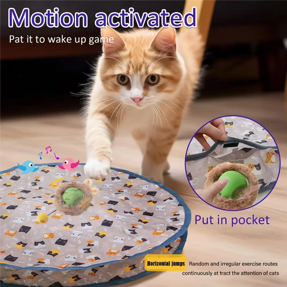 Smart Interactive Cat Toys Ball Fast Rolling in Pouch Hide and Seek Kitten Toy Motion Activated Interactive Cat Toy for Indoor - Image 3