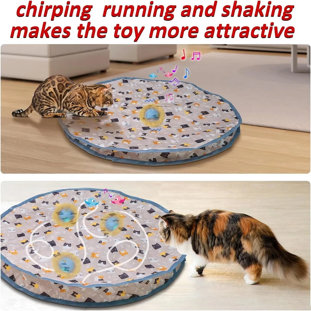 Smart Interactive Cat Toys Ball Fast Rolling in Pouch Hide and Seek Kitten Toy Motion Activated Interactive Cat Toy for Indoor - Image 2