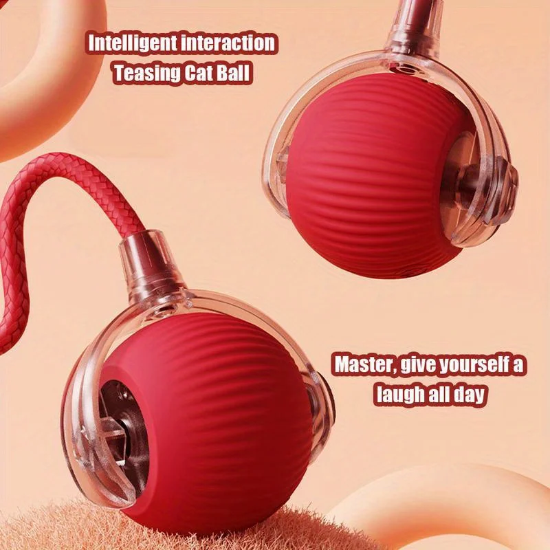 Automatic Interactive Cat Ball Toy Rechargeable Smart Electric Rolling Ball with Faux Tail Mouse Imitation for Dog Cat Training - Image 5