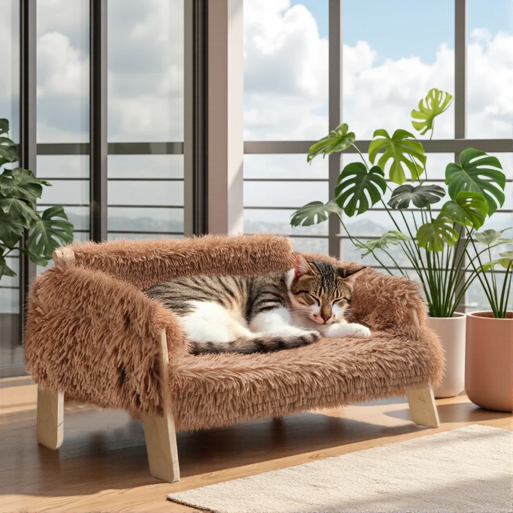 Raised Wooden Cat Sofa Bed