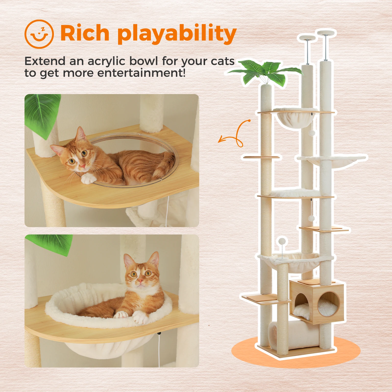 Adjustable Wooden Cat Tree - Image 4